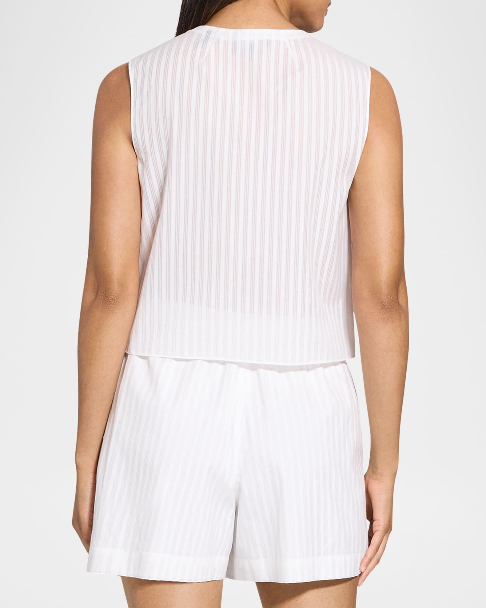 Stripe Button-Front Sleeveless Shell  Product Image