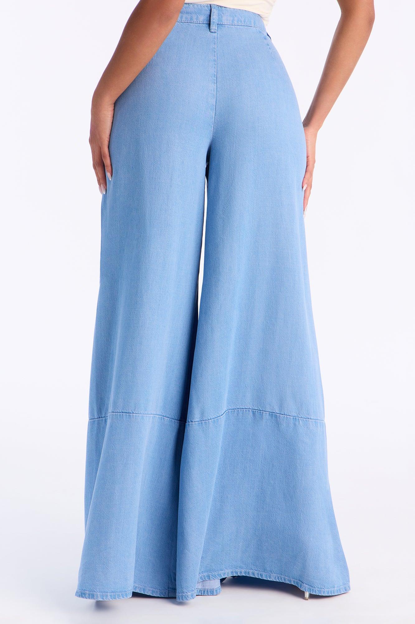 Sweet Sway Wide Leg Chambray Pant 33″ - Light Wash Female Product Image