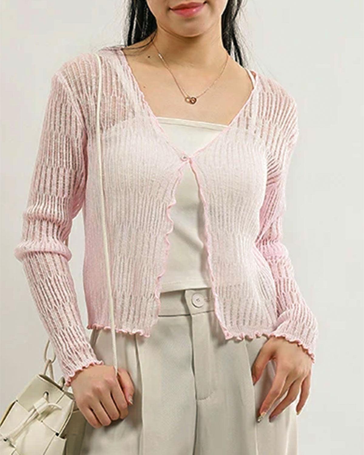 Pink Single Button Slim Cardigan Product Image