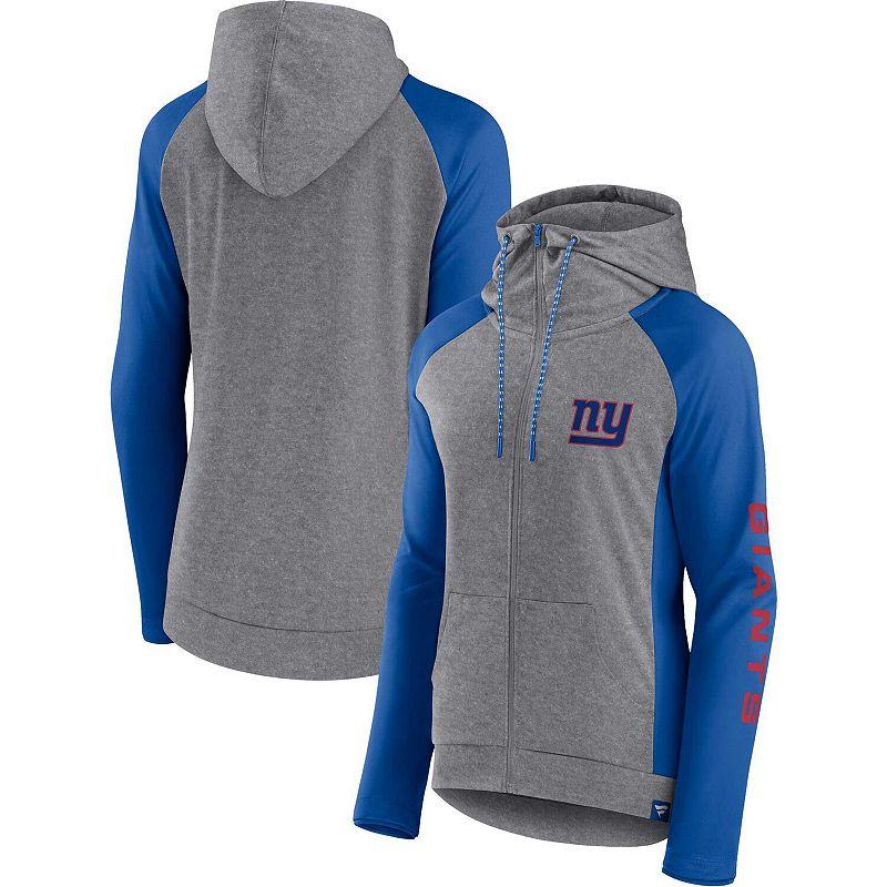Women's Fanatics Branded  Heather Gray/Navy New England Patriots Blind Side Raglan Full-Zip Hoodie, Size: XS, Grey Product Image