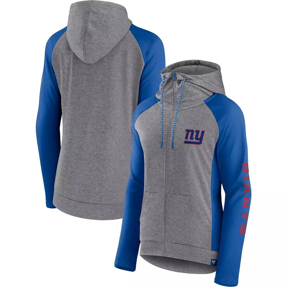 Women's Fanatics Branded  Heather Gray/Navy New England Patriots Blind Side Raglan Full-Zip Hoodie, Size: XS, Grey Product Image