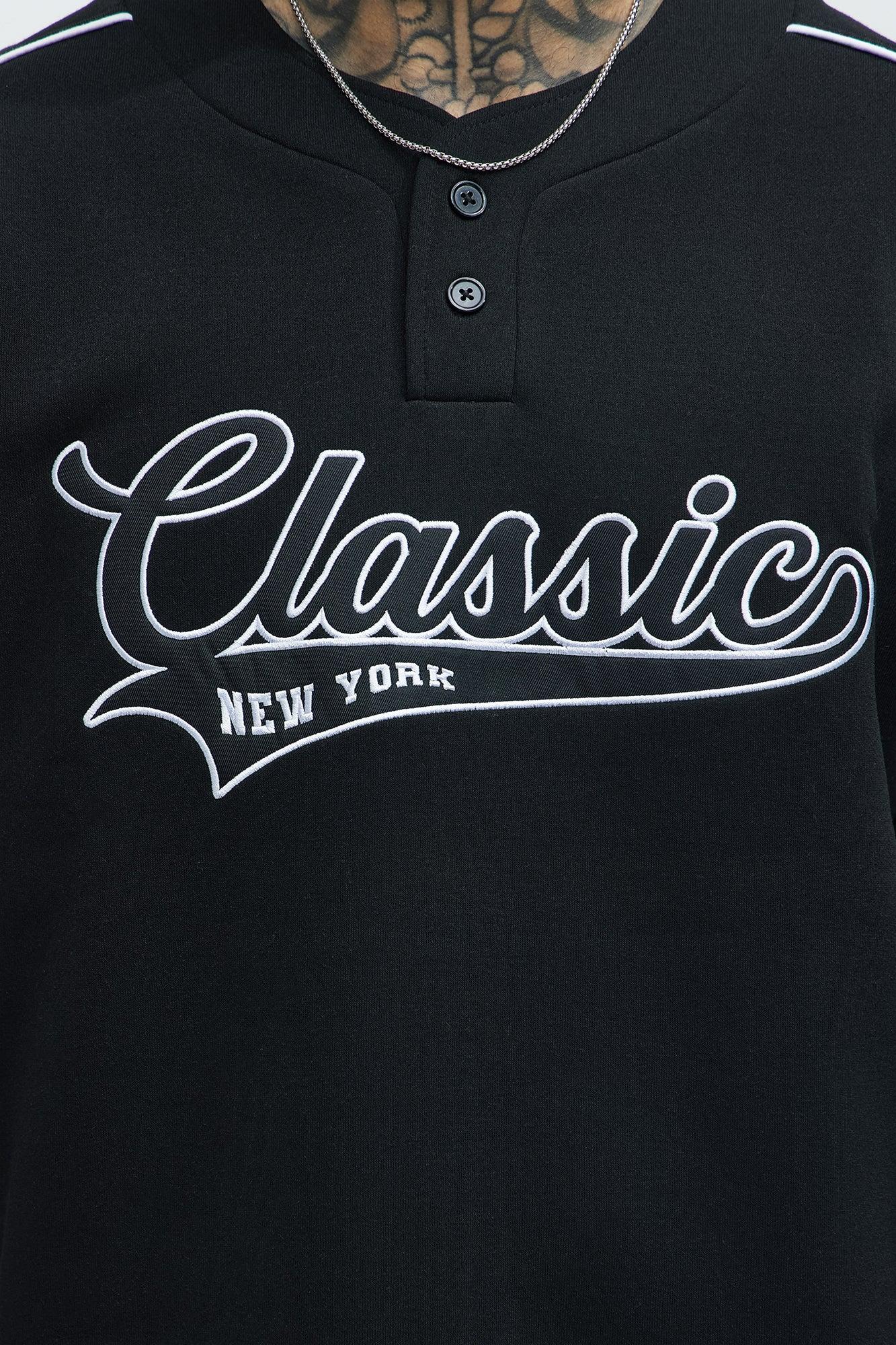 Classic New York Short Sleeve Henley - Black Product Image