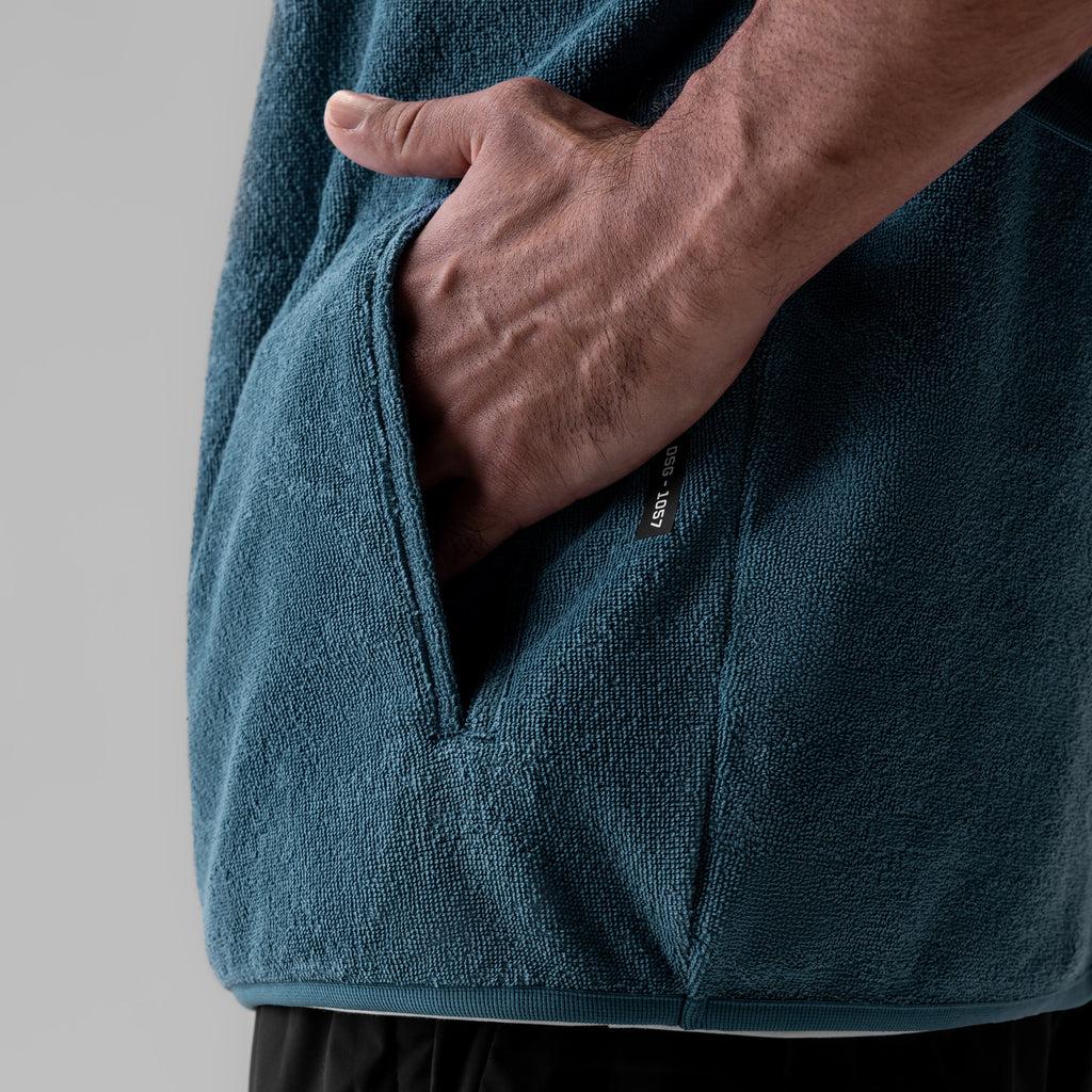 1057. Towel Terry Quarter Zip Oversized Tee - Storm Product Image