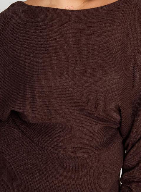 Bellamie Long Sleeve Mini Dress Chocolate Curve Product Image