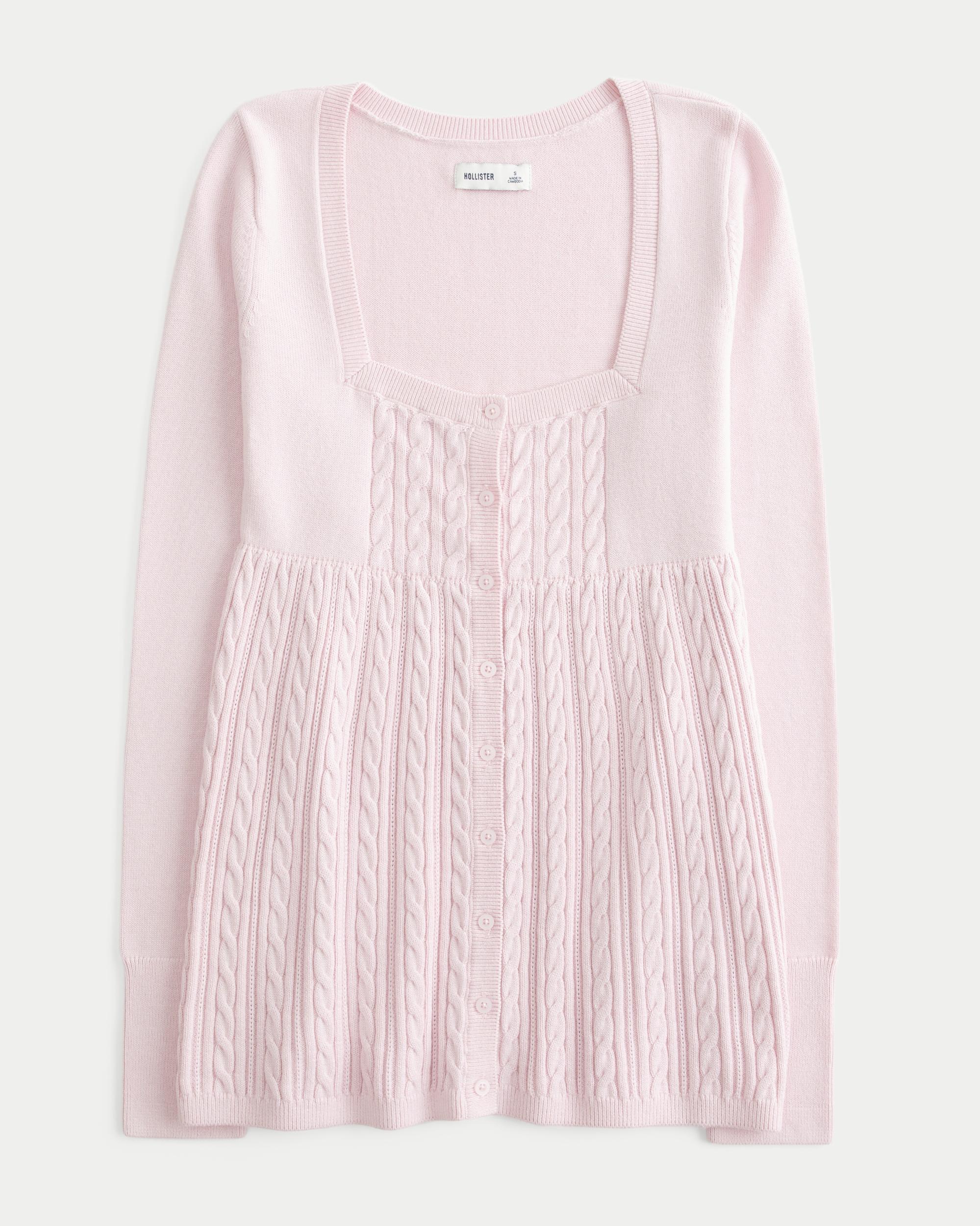 Easy Long-Sleeve Square-Neck Babydoll Sweater Product Image