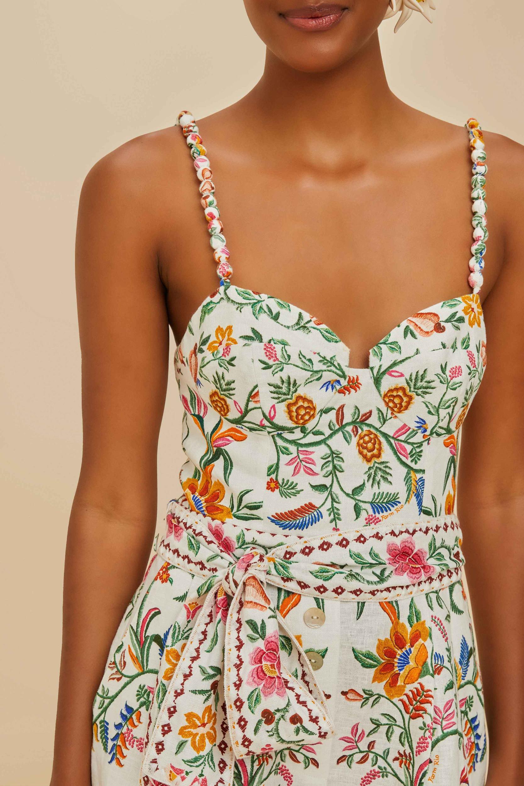 Off-White Delicate Forest Euroflax™ Premium Linen Romper Product Image