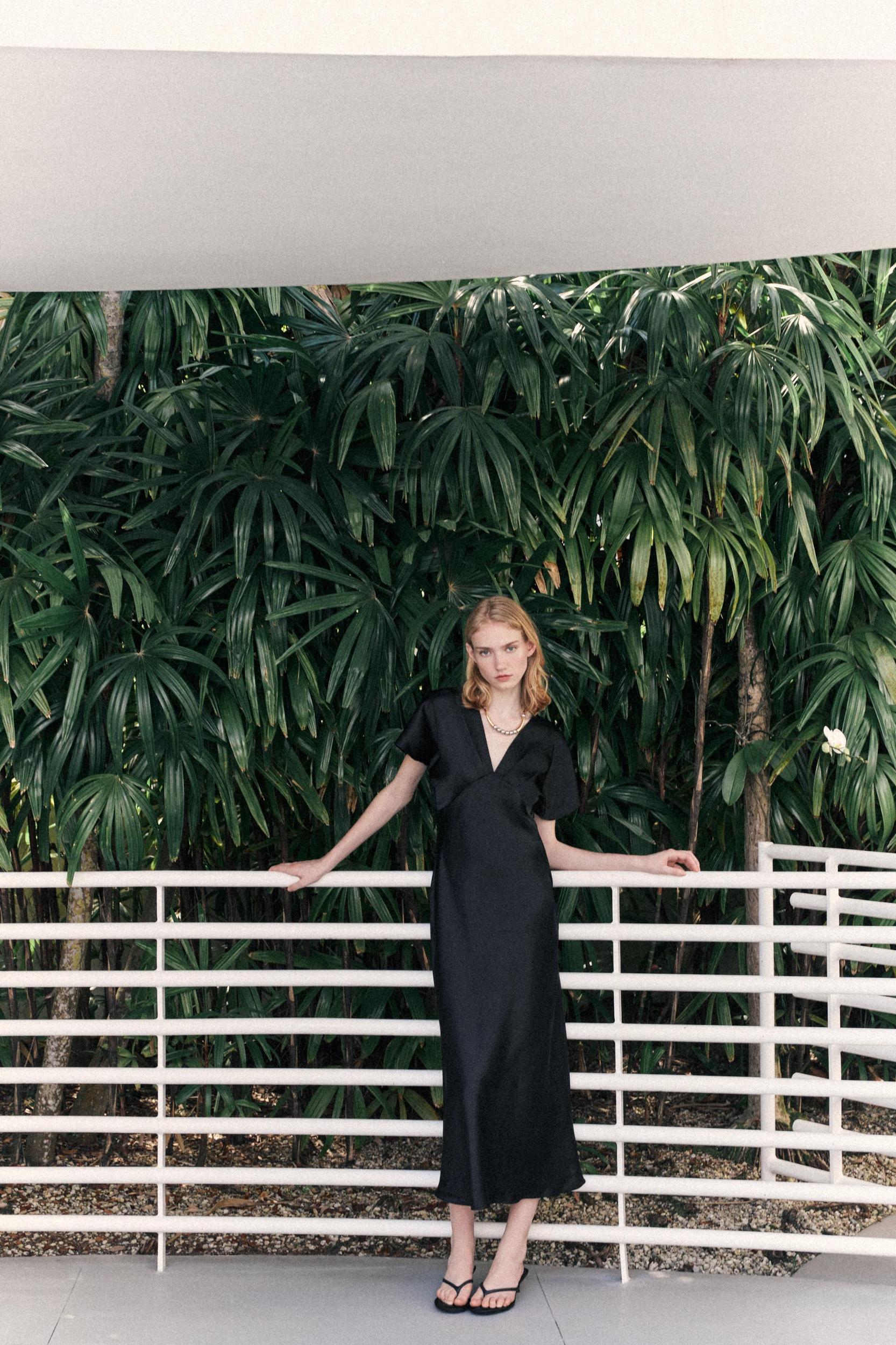 SATIN EFFECT MIDI DRESS Product Image