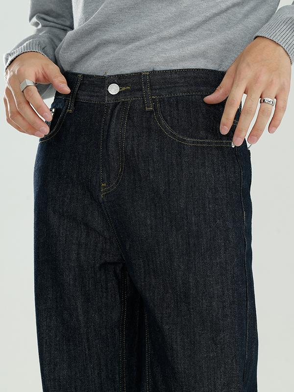 Men's Black Line Design Straight Leg Jean Product Image