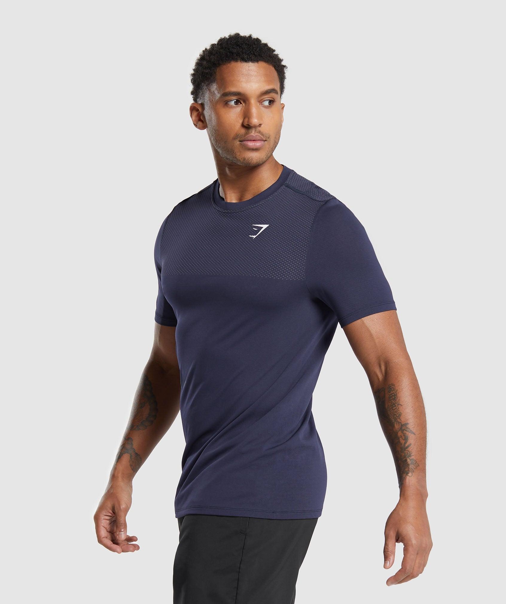 Gymshark Vital Seamless T-Shirt - Navy/Light Grey Male Product Image