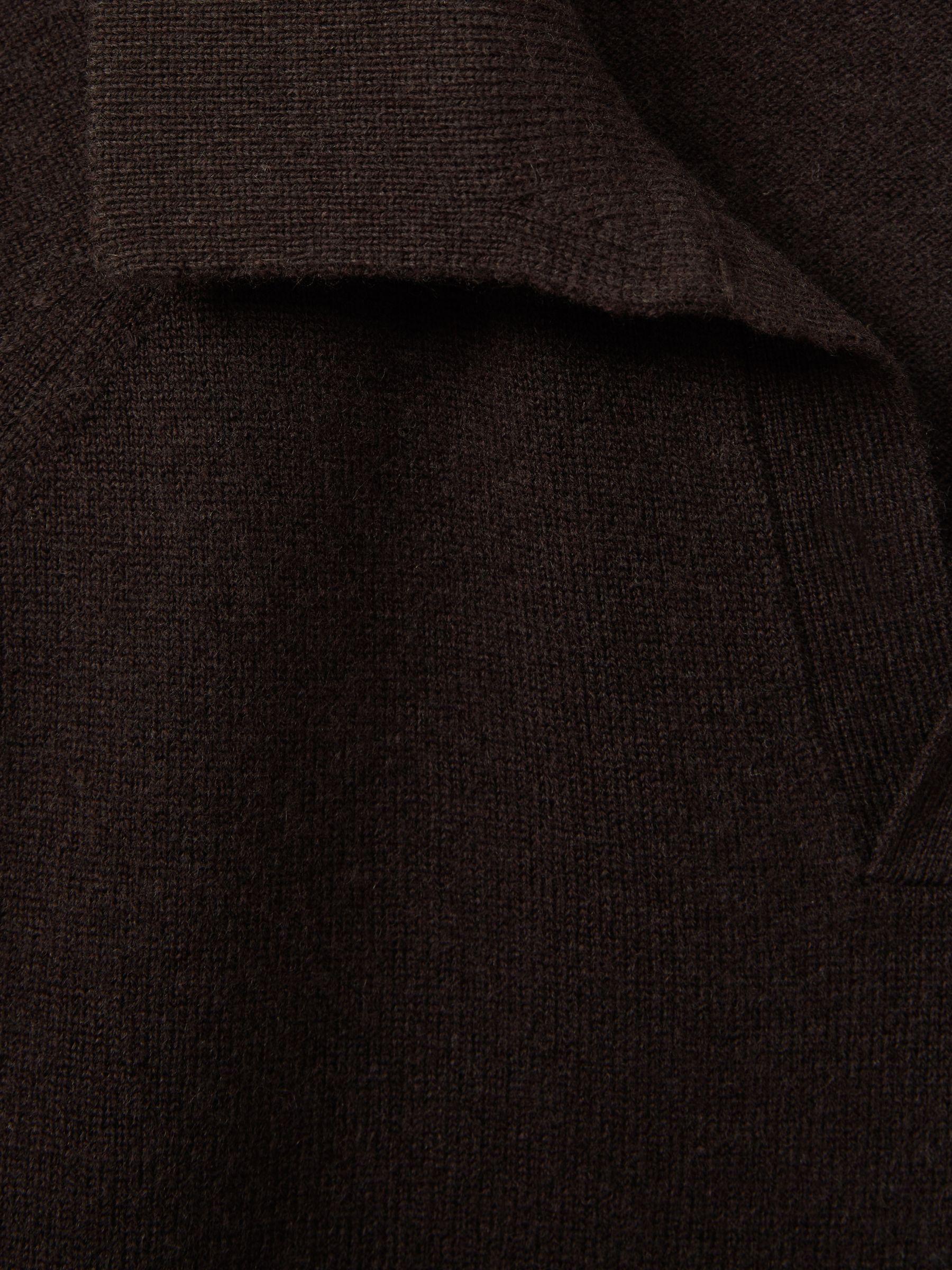 Wool-Cashmere Open-Collar Polo Shirt in Chocolate Brown Product Image