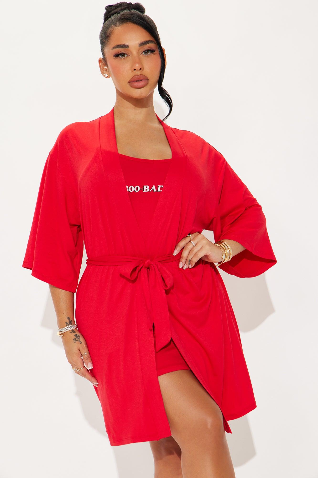 Bad Bitch PJ Robe Set - Red Product Image