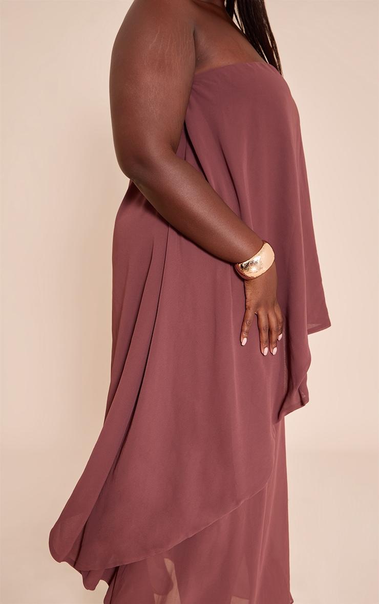 Plus Chocolate Chiffon Bandeau Overlay Maxi Dress Product Image