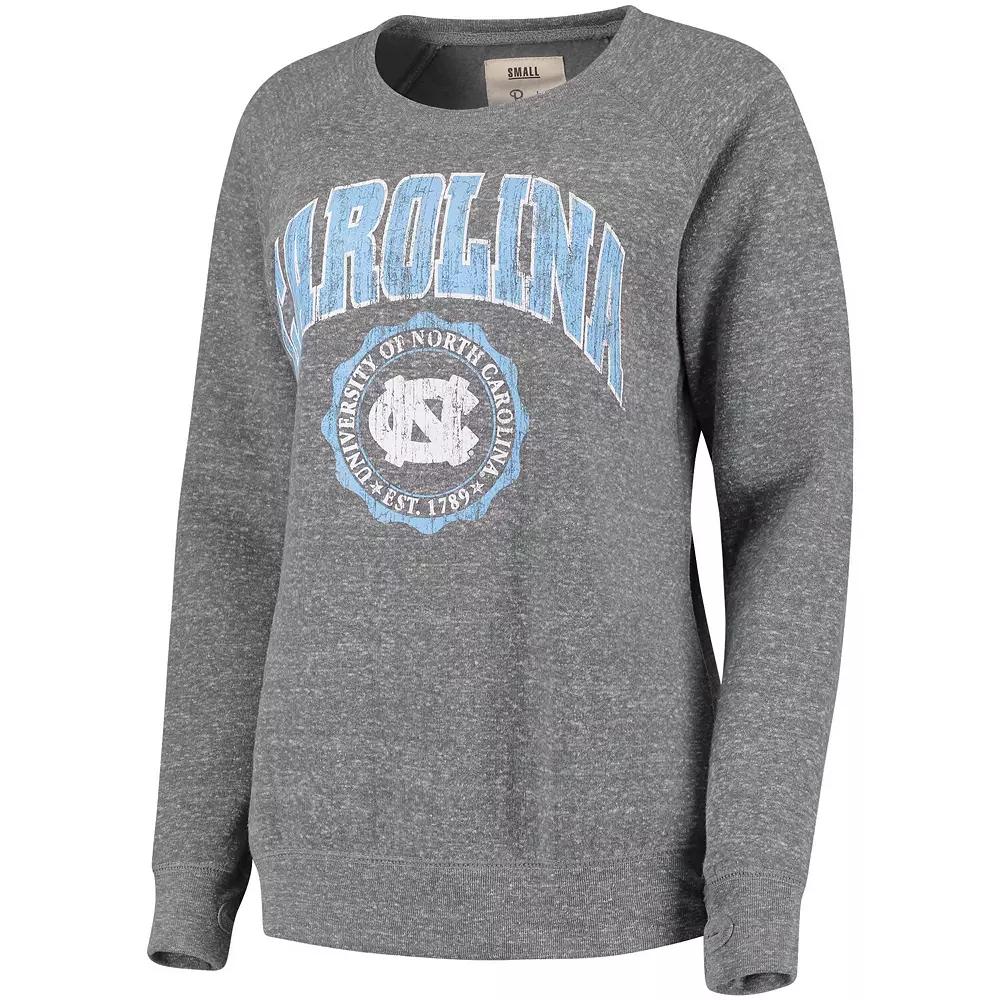 Women's Pressbox Heathered Gray North Carolina Tar Heels Edith Vintage Knobi Pullover Sweatshirt,  Product Image