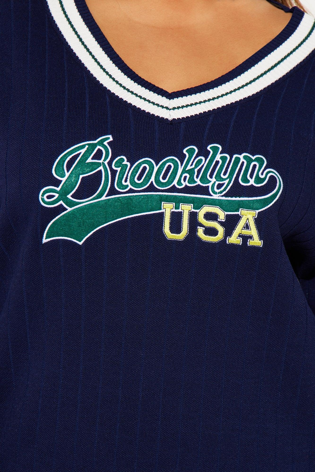 Brooklyn USA Varsity Sweater - Navy/combo Product Image