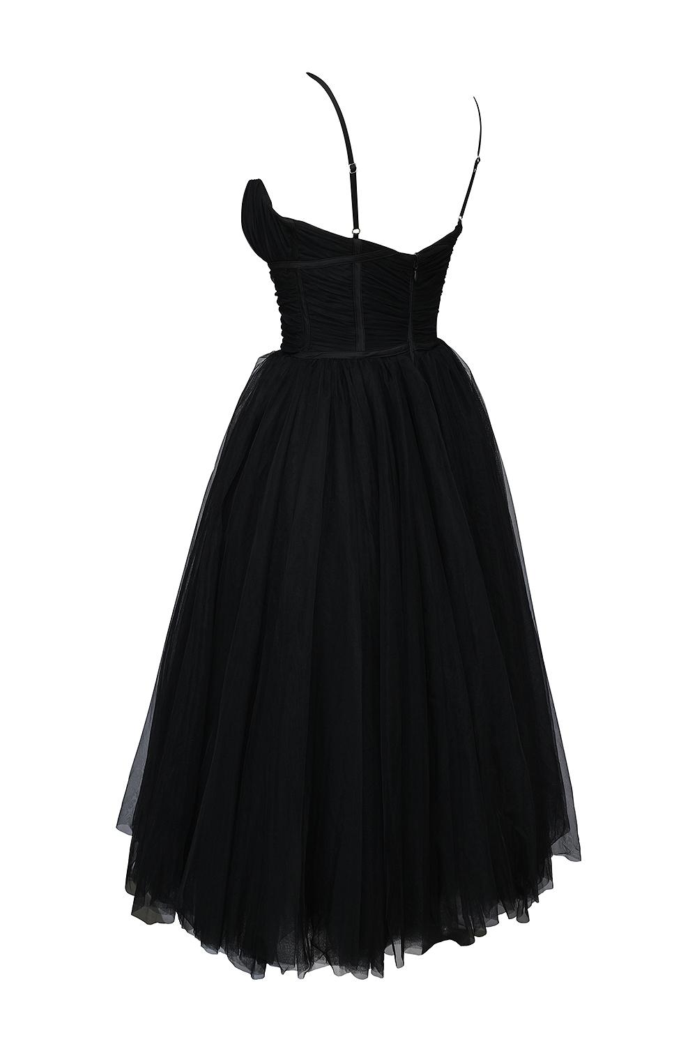 Countess  black tulle ruched bodice midi dress - sale Product Image
