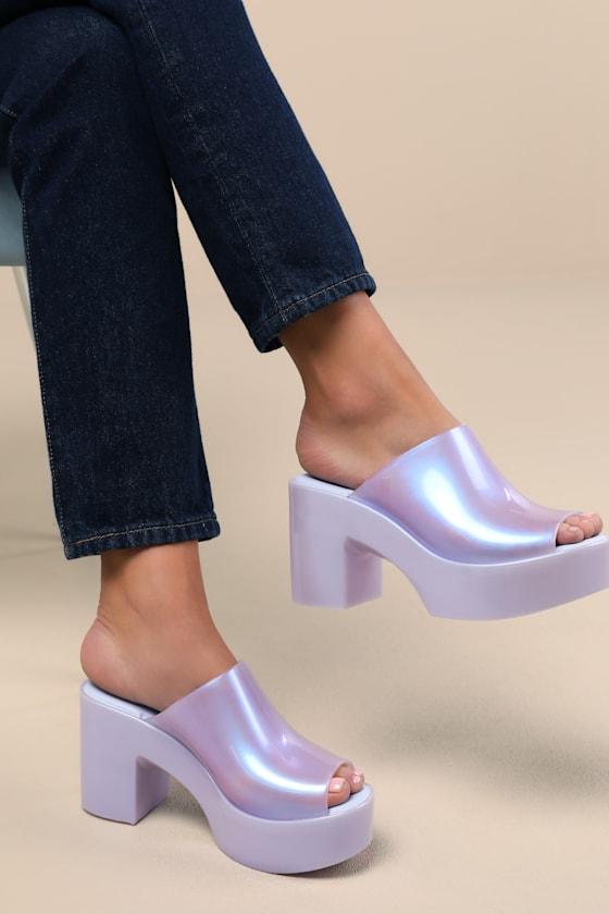 Mule Hype Pearly Blue Jelly Platform Slide Sandals Product Image