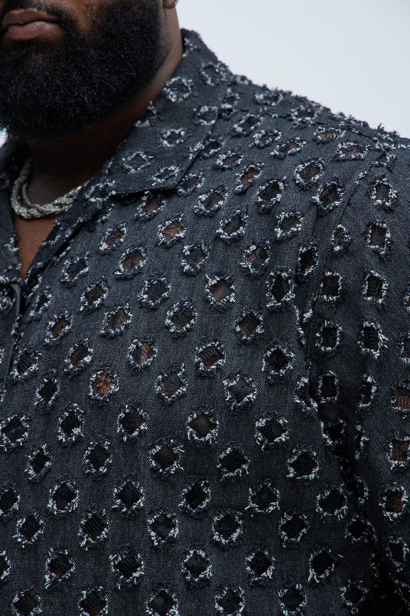 Bravo Cropped Button Up Shirt - Black Product Image