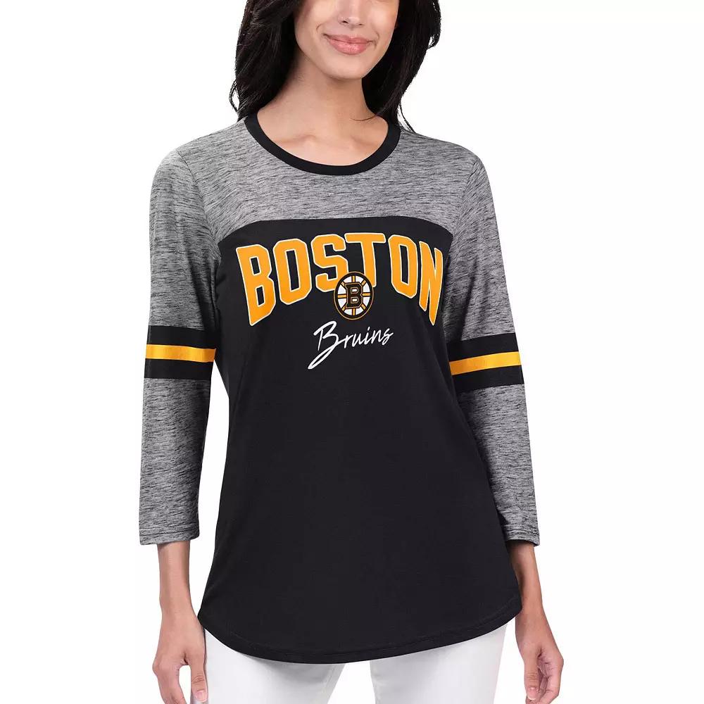Women's G-III 4Her by Carl Banks Black Boston Bruins Play The Game 3/4-Sleeve T-Shirt,  Product Image