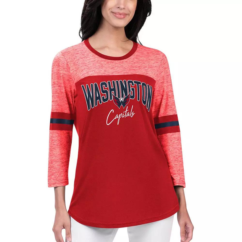 Women's G-III 4Her by Carl Banks Red Washington Capitals Play The Game 3/4-Sleeve T-Shirt,  Product Image