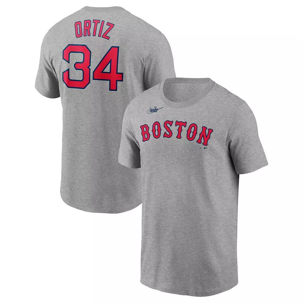 Men's Nike David Ortiz Heather Gray Boston Red Sox Name & Number T-Shirt,  Product Image