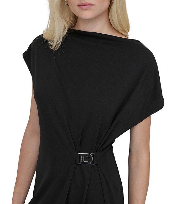 DKNY by Donna Karan Boat Neck Short Sleeve Matte Jersey Tunic Dress Product Image