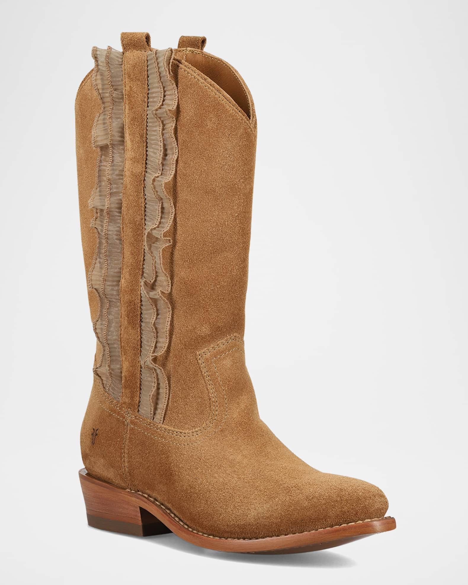Billy Suede Ruffle Western Boots Product Image