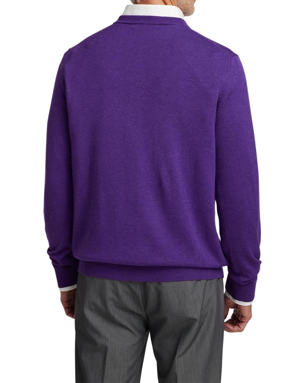 Supima Cotton V-neck Sweater - Purple Product Image