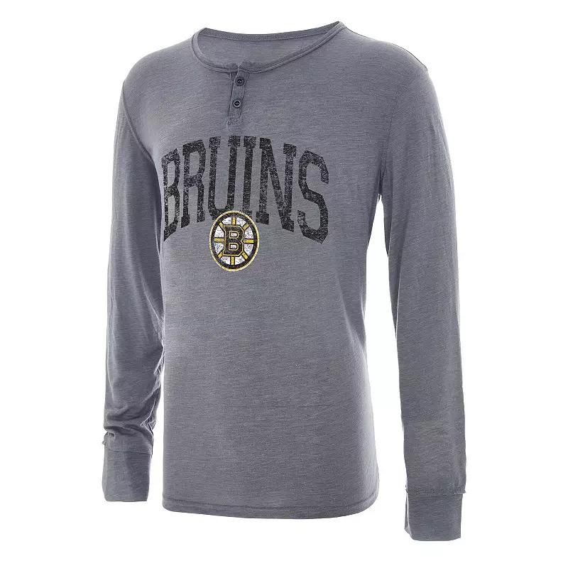 Men's Concepts Sport Gray Boston Bruins Takeaway Henley Long Sleeve T-Shirt,  Product Image