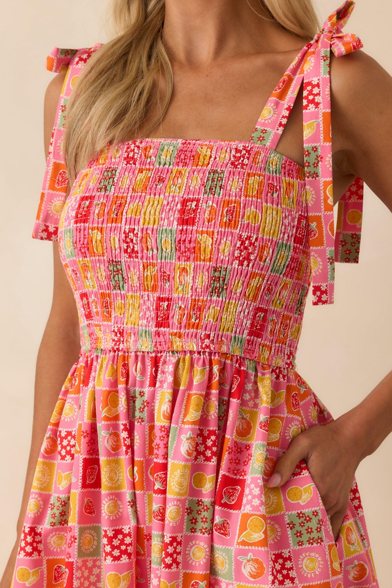 The Power Of Love Pink Multi Patchwork Print Maxi Dress Product Image