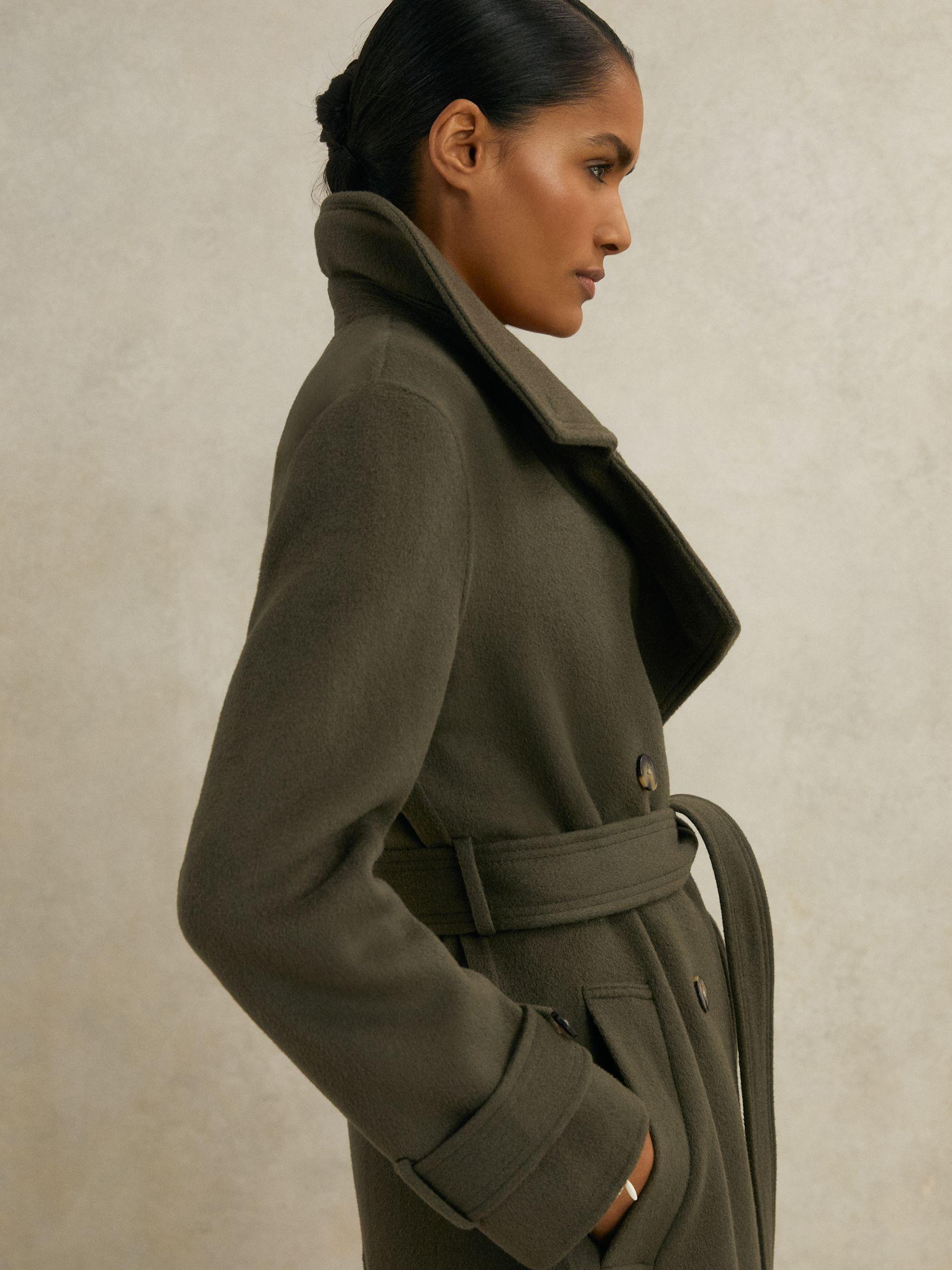 Atelier Wool Belted Blindseam Coat in Khaki Product Image