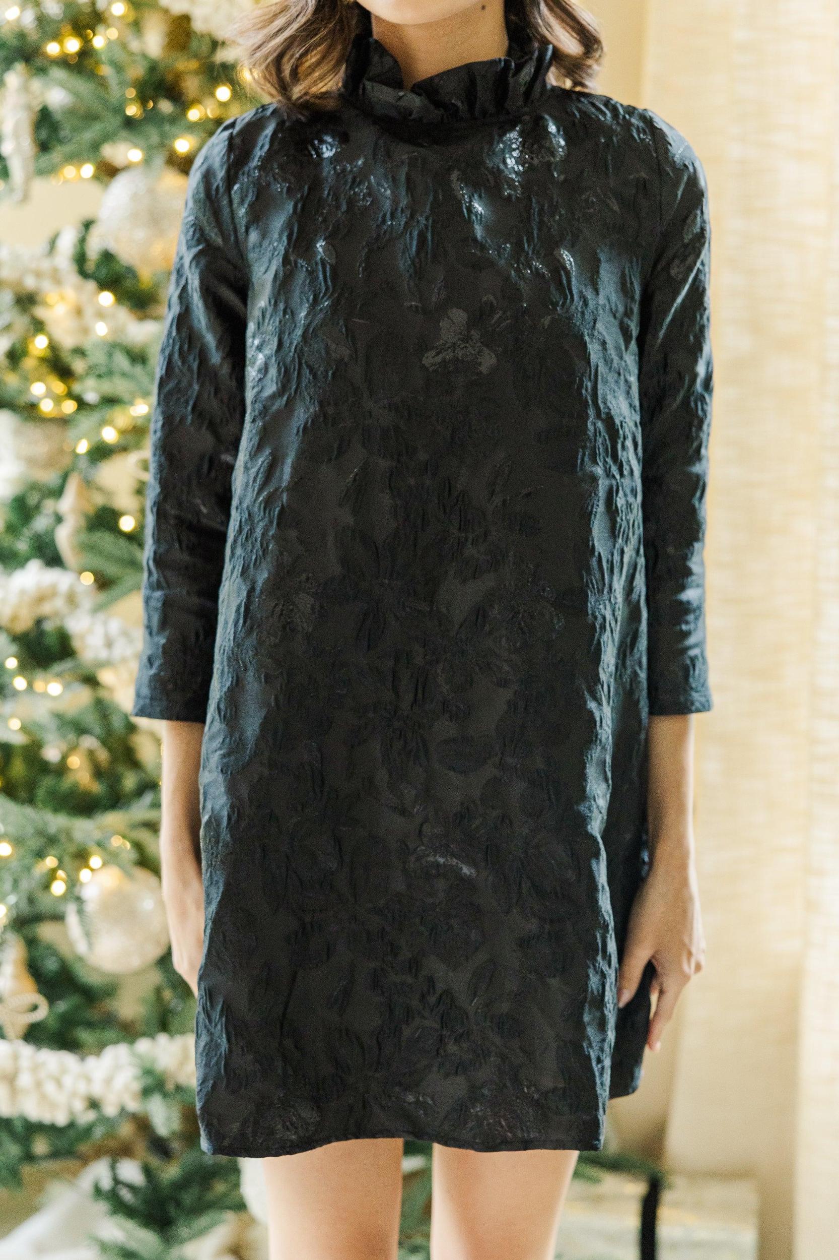 This Is It Black Brocade Swing Dress Female Product Image