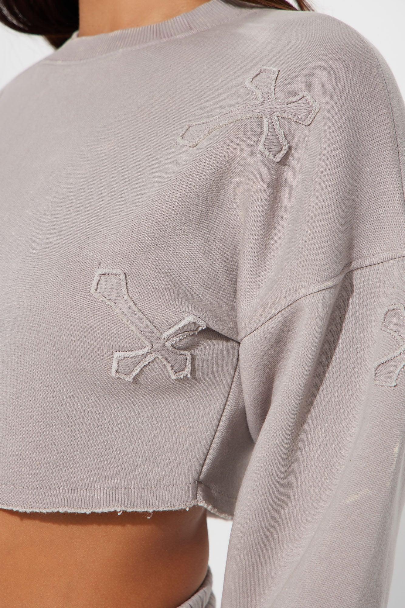 Wake Up Blessed Washed Sweatshirt - Grey/combo Product Image