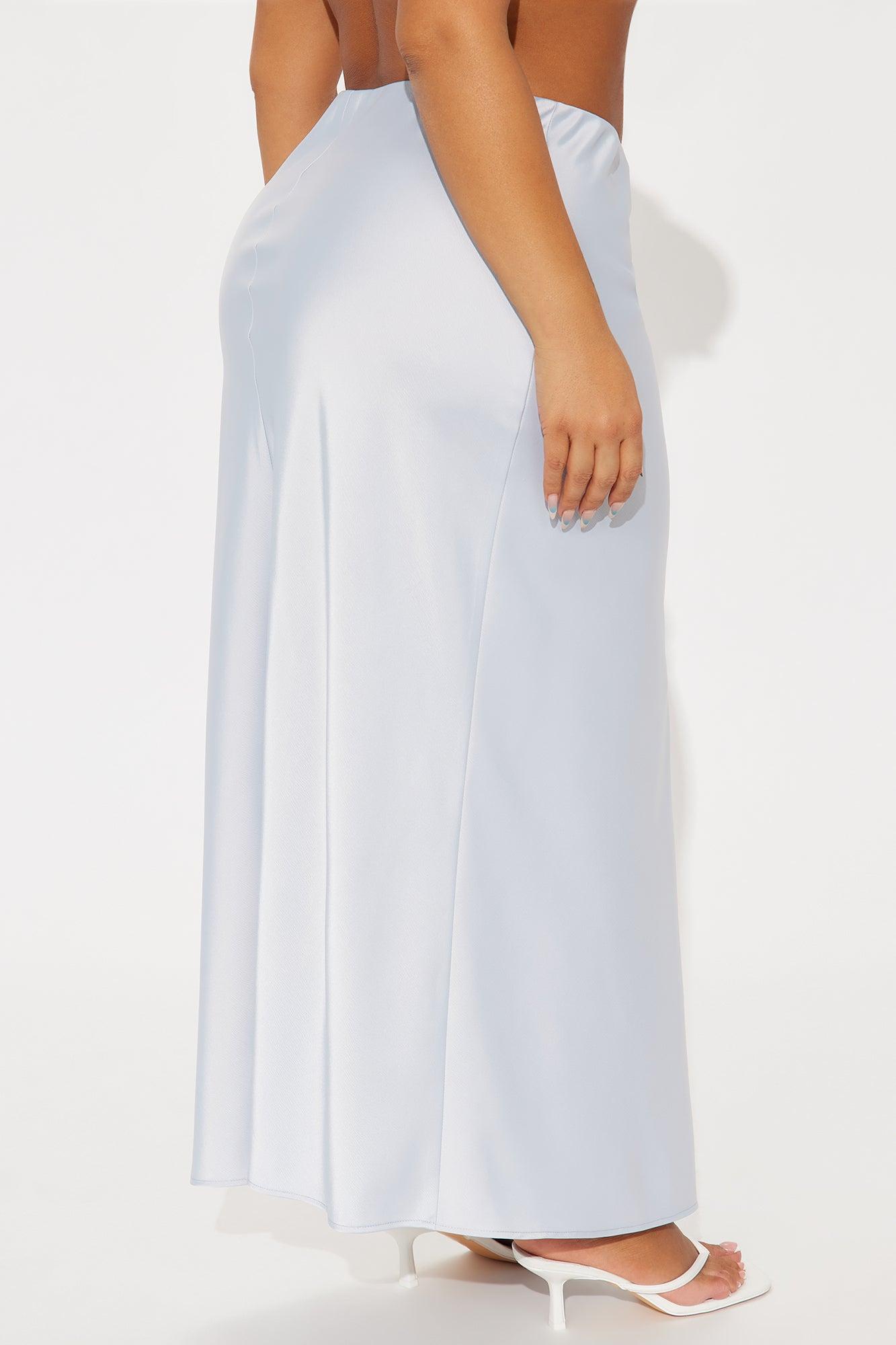 Brunch to GNO Satin Maxi Skirt - Silver Product Image
