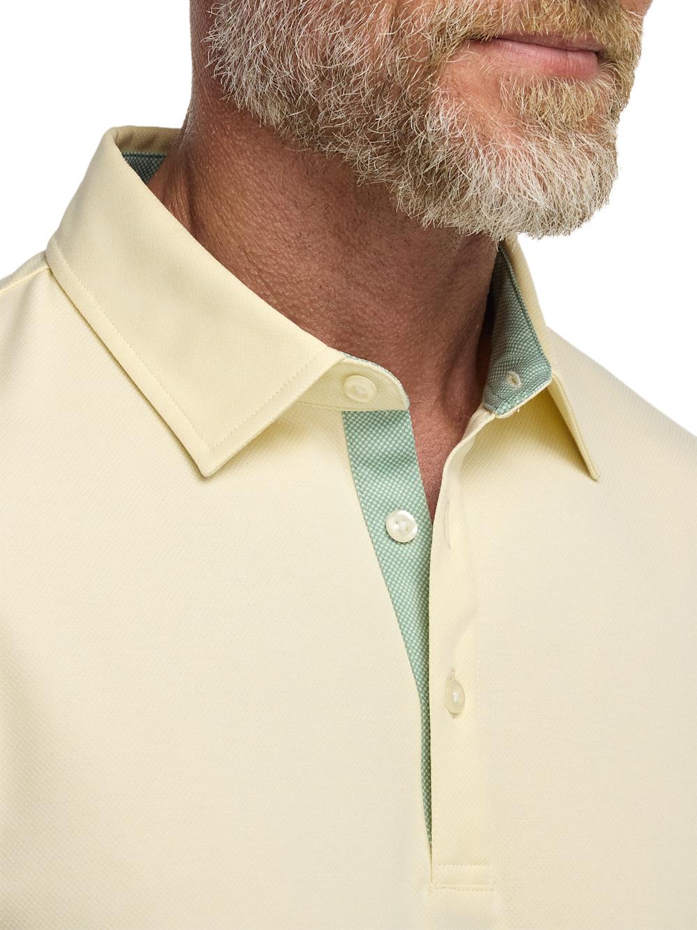 Cotton Blend Three Button Polo - Light Yellow Product Image