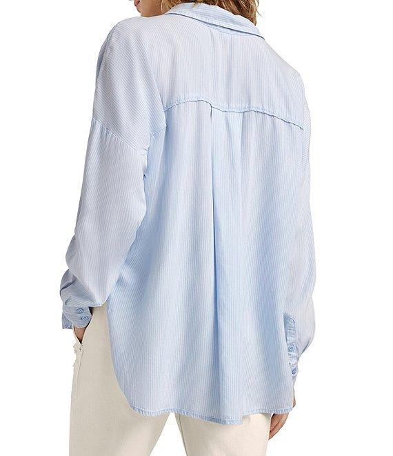 Splendid Ella Stripe Print Point Collar Long Sleeve Button Down Blouse Product Image