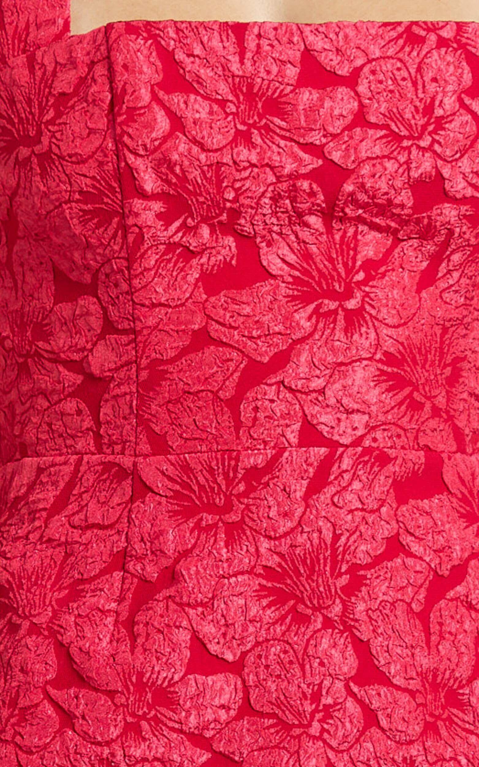 Gabbie Mini Dress - Jacquard Halter Fit And Flare Dress in Red Product Image