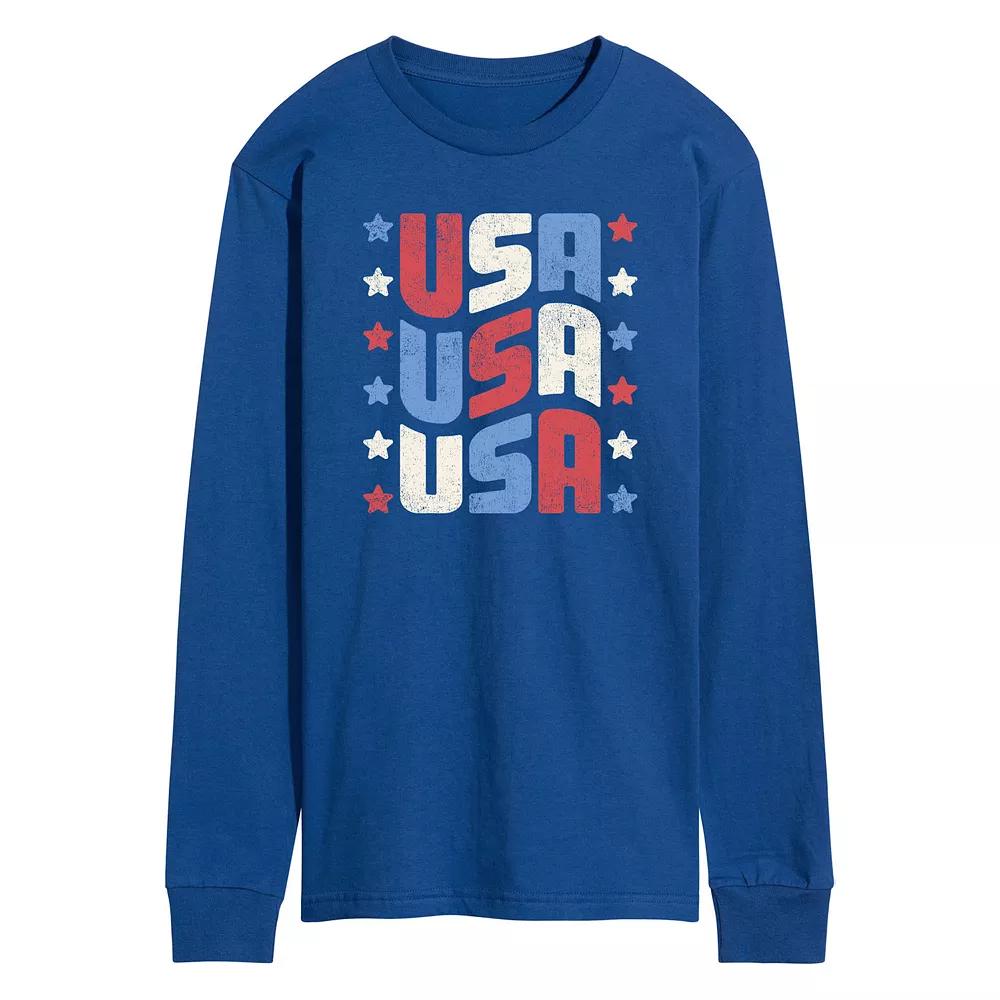 Men's USA Stacked Long Sleeve Graphic Tee.,  Product Image