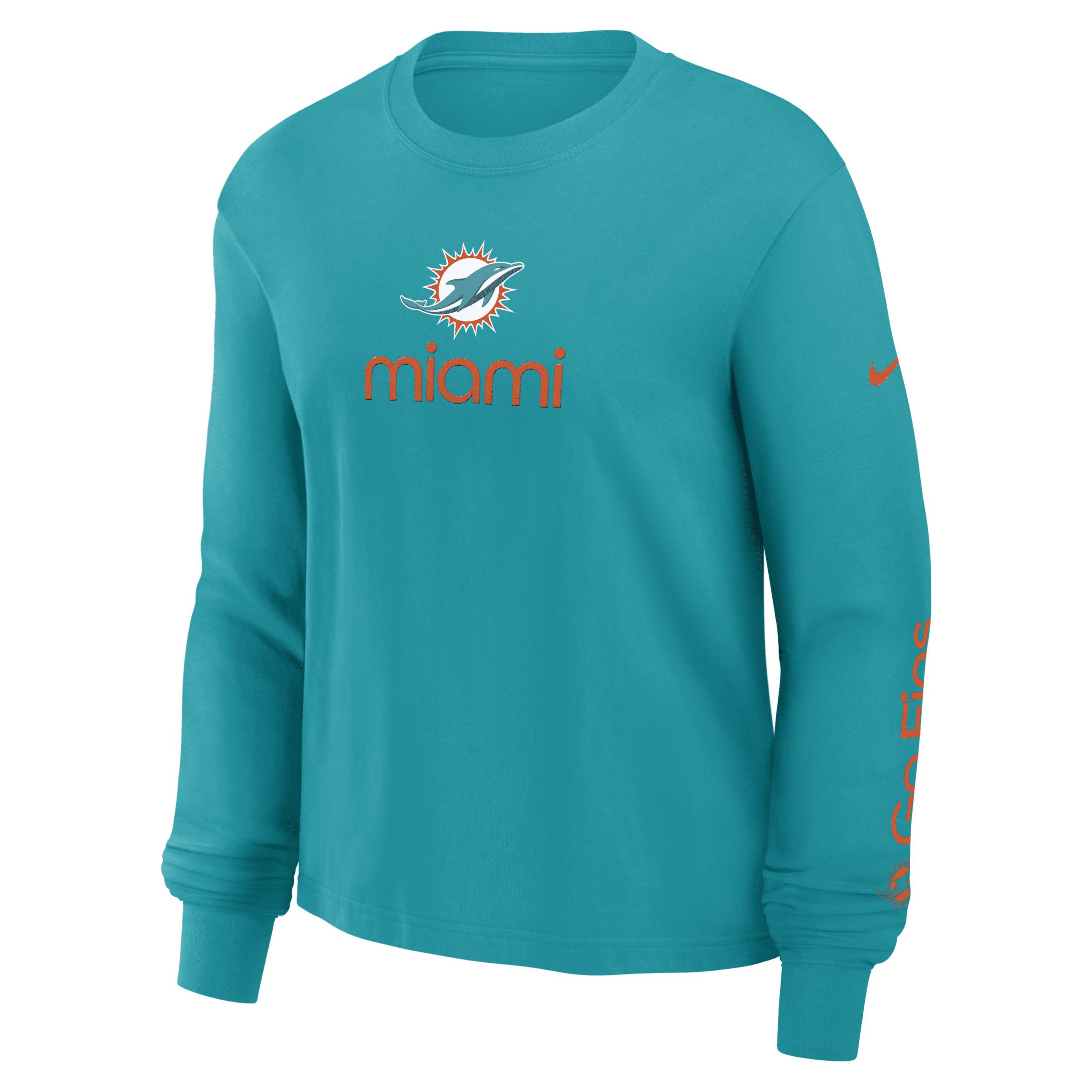 Miami Dolphins Boxy Nike Womens NFL Long-Sleeve T-Shirt | 01N23GT9P-2QV Product Image