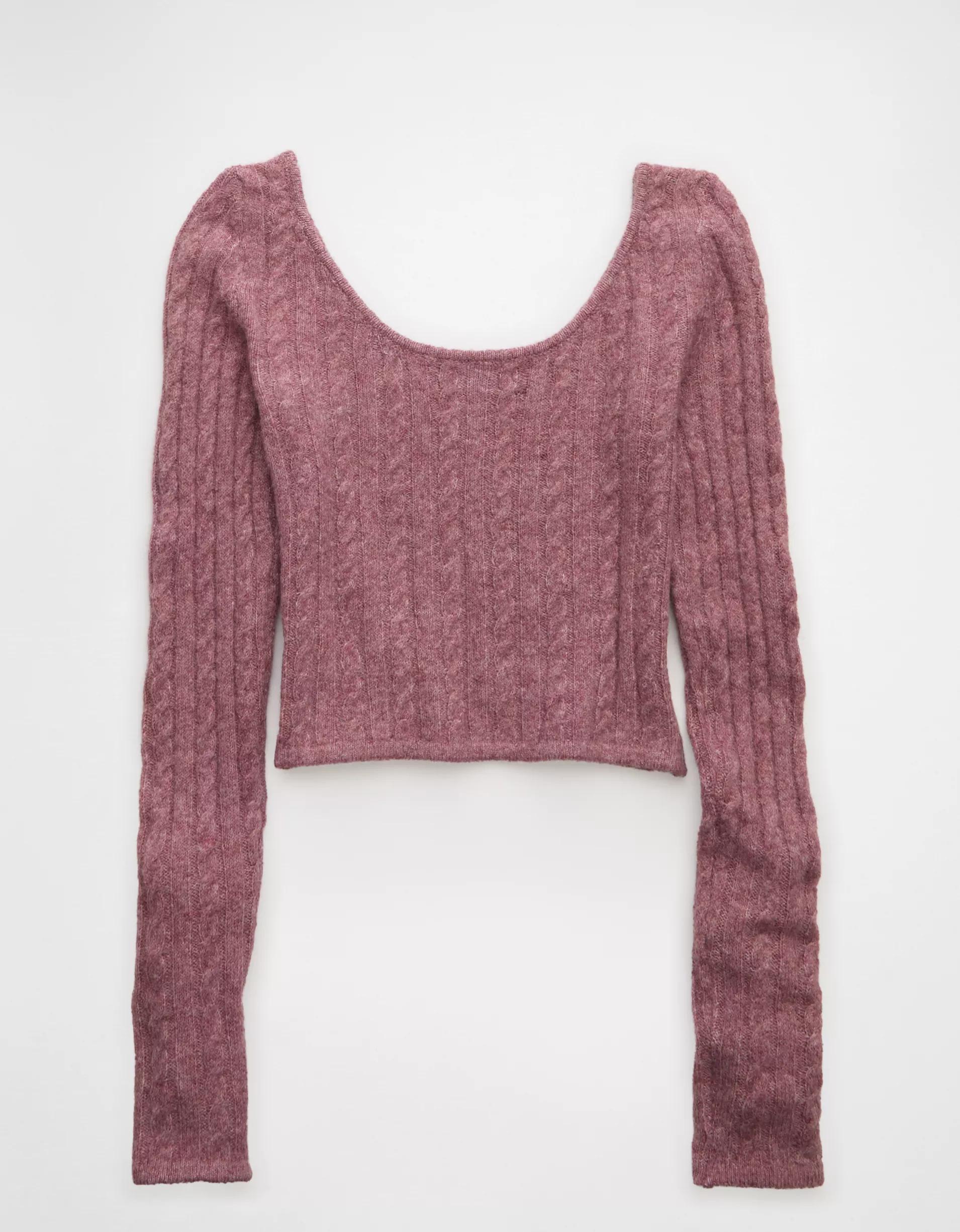 AE Whoa So Soft Cropped Scoop Neck Sweater Product Image