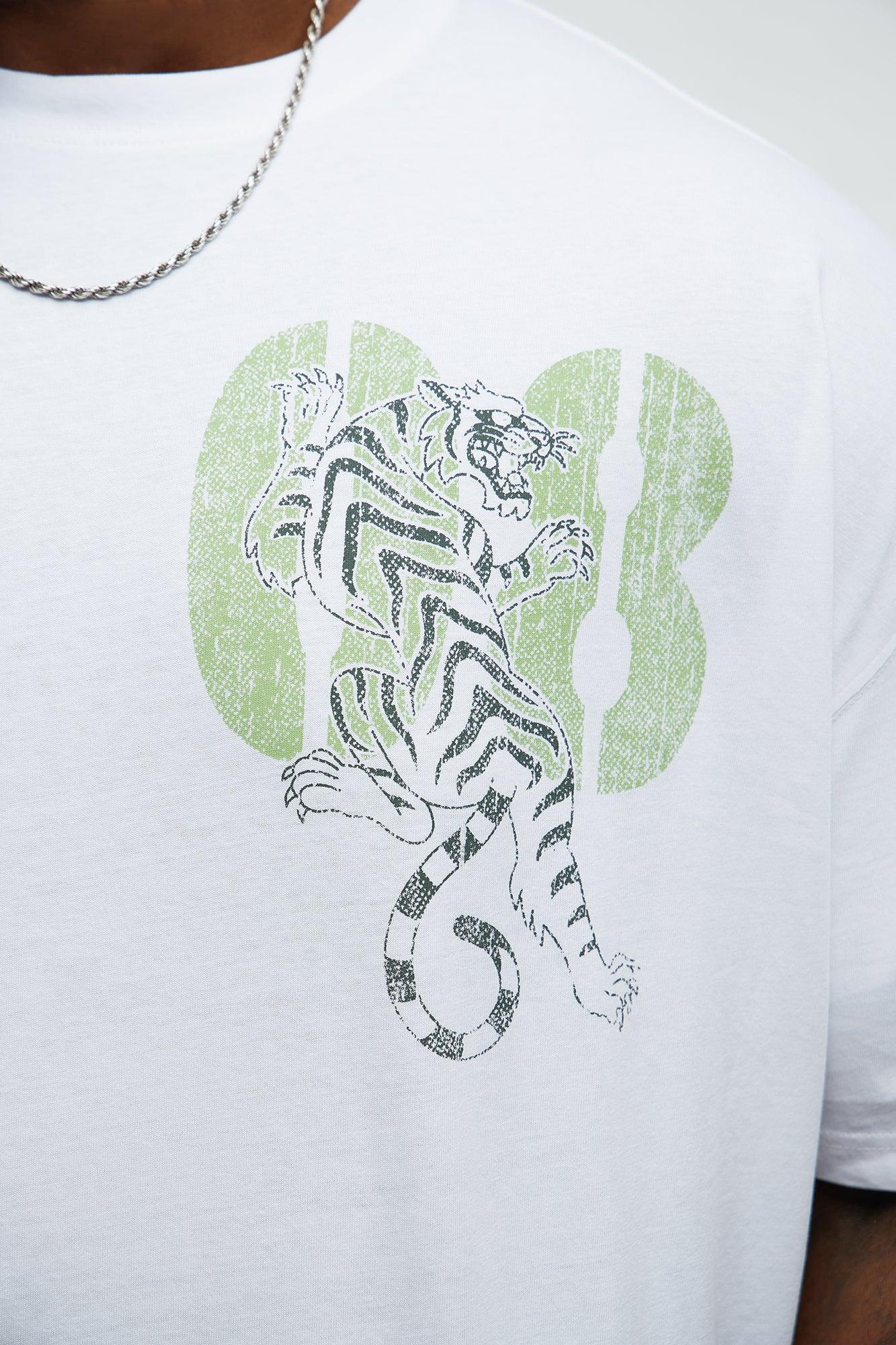 Tiger Power From Within Oversized Short Sleeve Tee - White Male Product Image