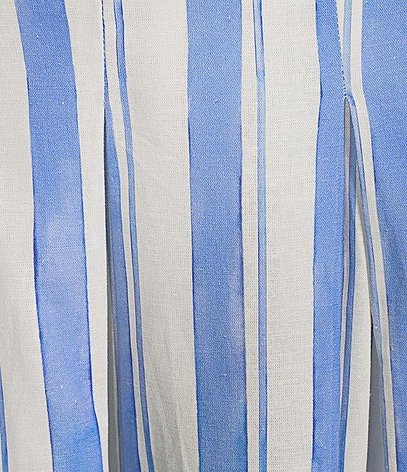 Mestiza New York Seville Santorini Stripe Linen Blend Pleated Coordinating Midi Skirt Product Image