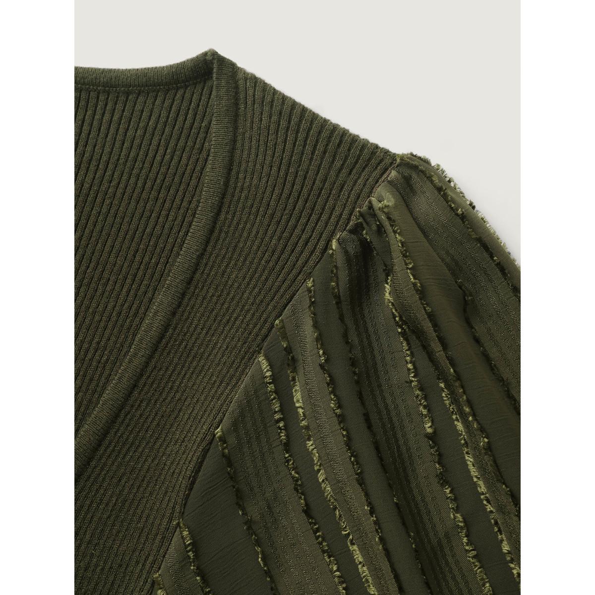 Plus Size Bodycon Fit Textured Square Neck Pullover ArmyGreen Women Romantic Bodycon Long Sleeve Square Neck Elegant Pullovers BloomChic 12/L Product Image