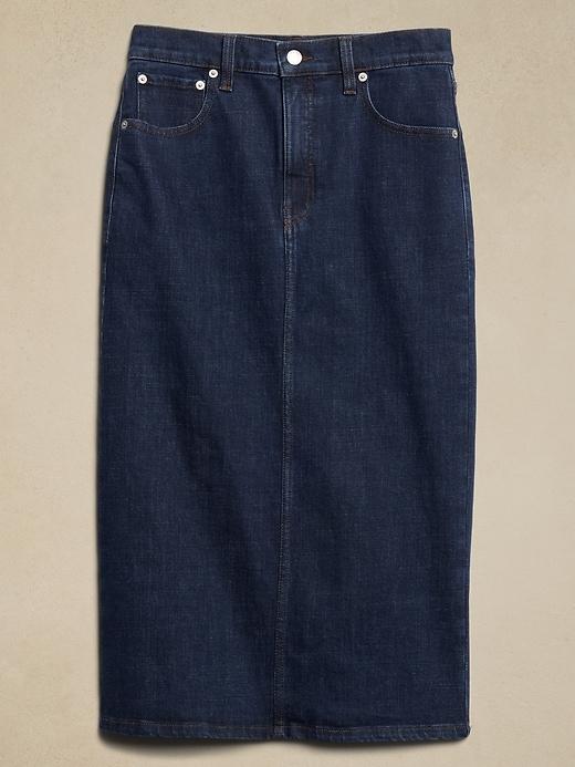 Denim Midi Pencil Skirt Product Image