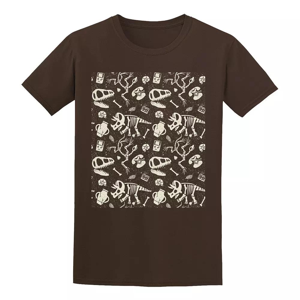 Men's COLAB89 by Threadless Dinosaurs Fossil Tee, Size: XL, Dark Brown Product Image