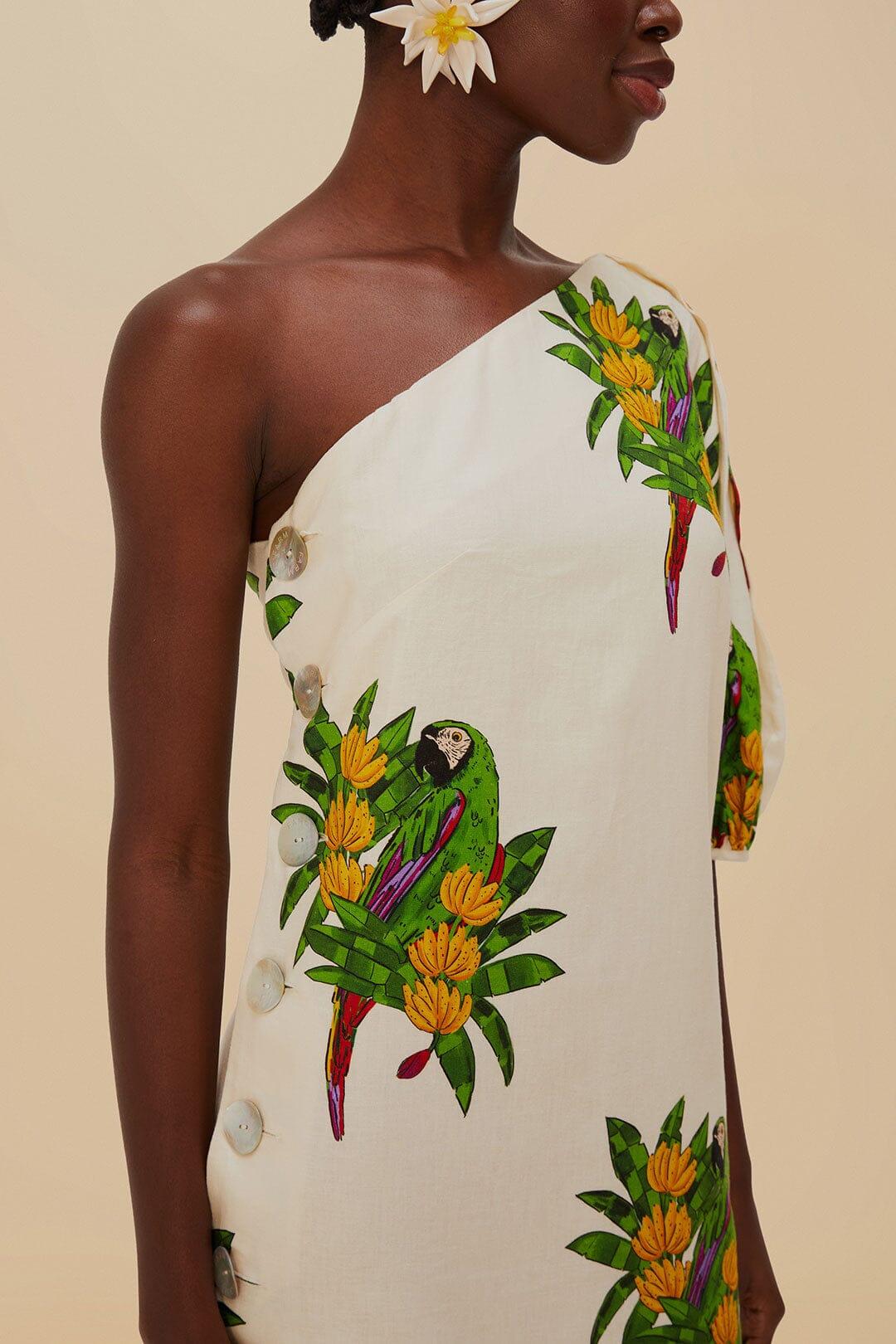 Off-White Maracana Bird LENZING™ ECOVERO™ Euroflax™ Mini Dress Product Image