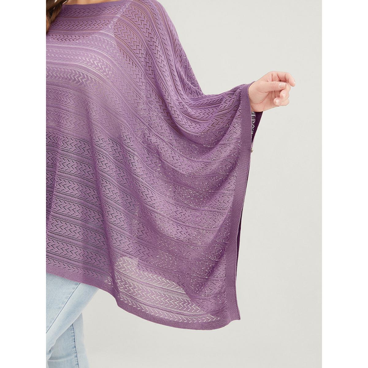 Plus Size Plain Asymmetrical Hem Dolman Sleeve Knit Top Mauve Women Vacation Loose Long Sleeve Dailywear Pullovers BloomChic 12/L Product Image