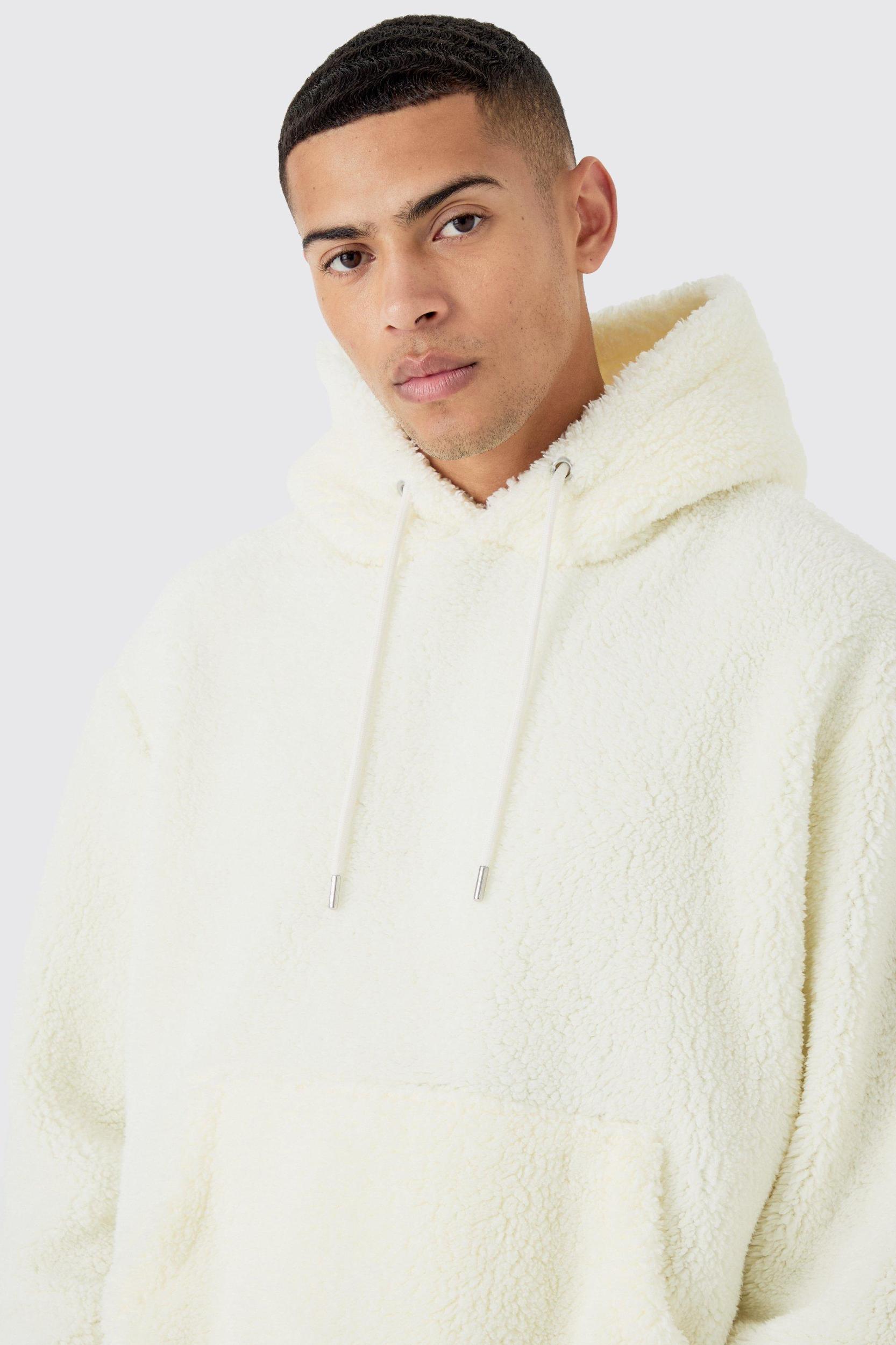Oversized Boxy Borg Over The Head Hoodie | boohooMAN USA Product Image