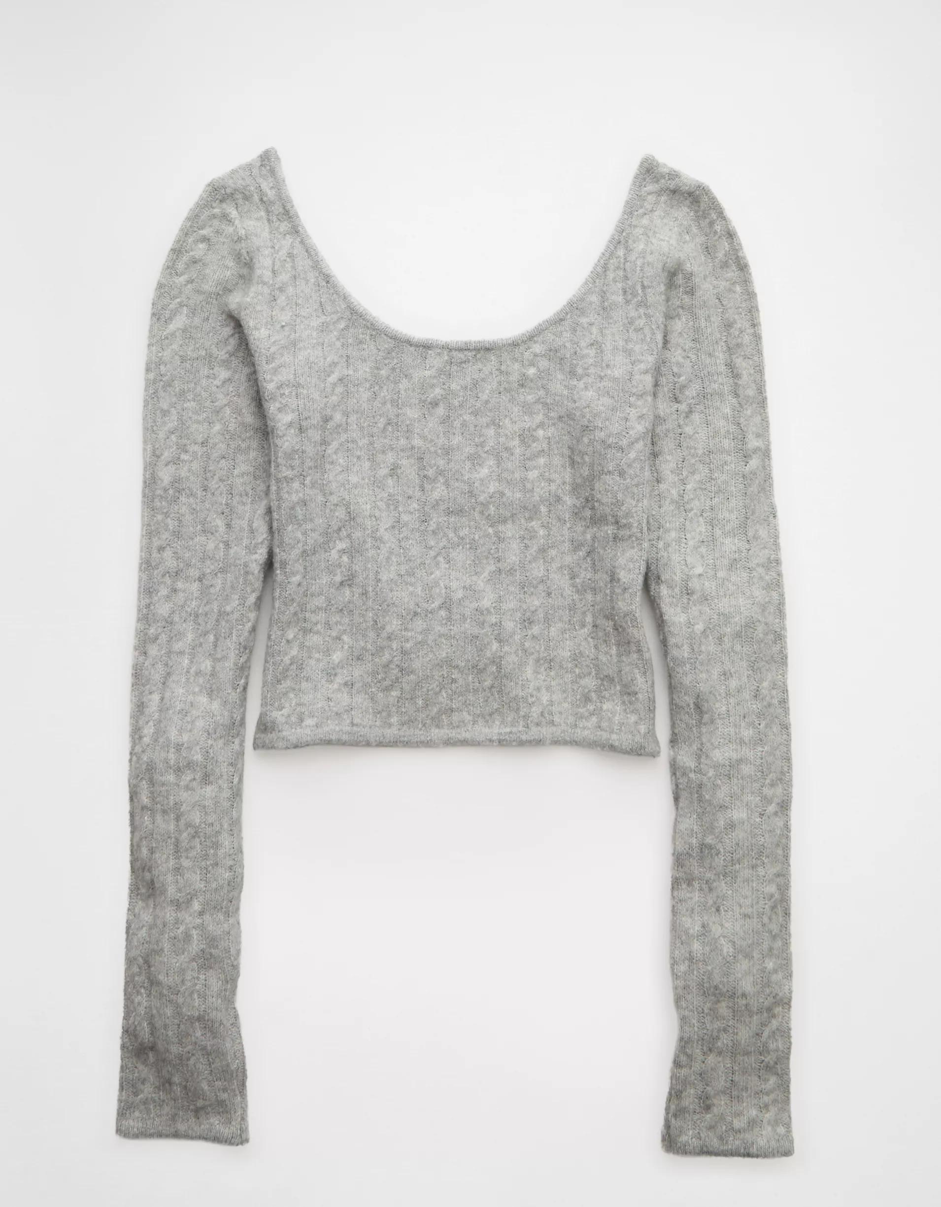 AE Whoa So Soft Cropped Scoop Neck Sweater Product Image