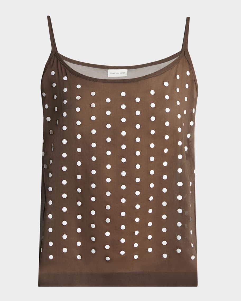 Calipso Polka-Dot Printed Sheer Cami Top Product Image