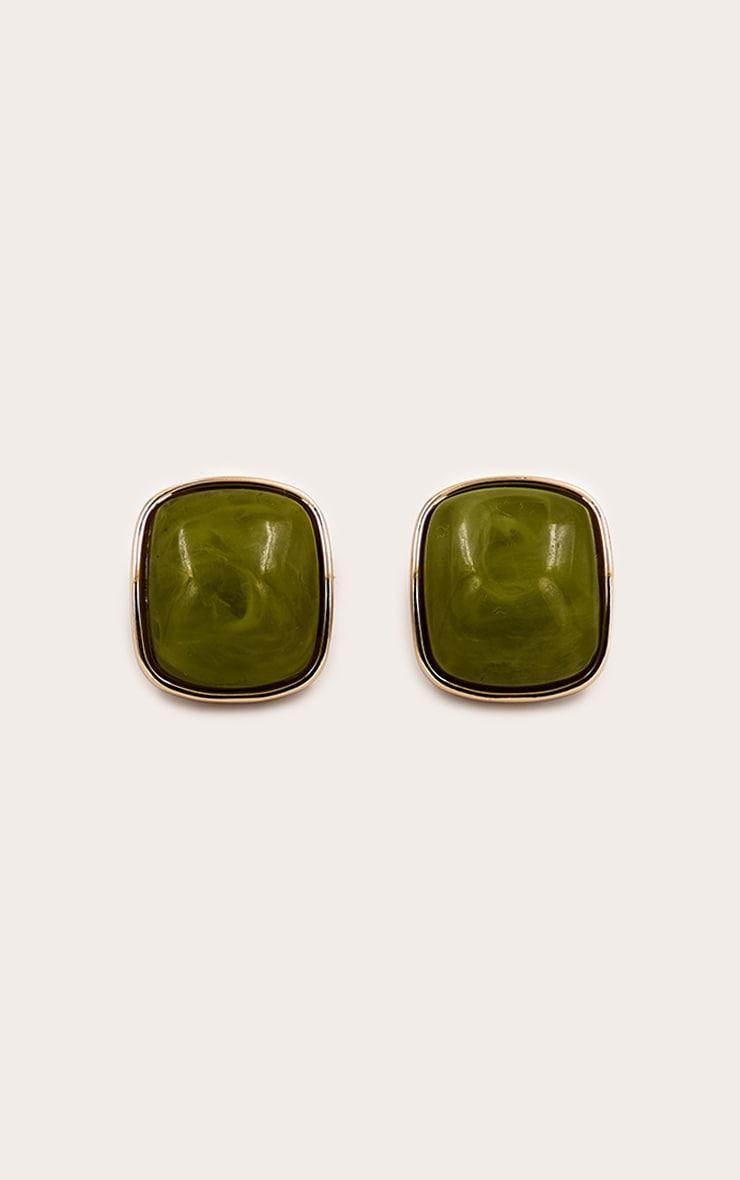 Jade Textured Resin Square Stud Earrings Product Image